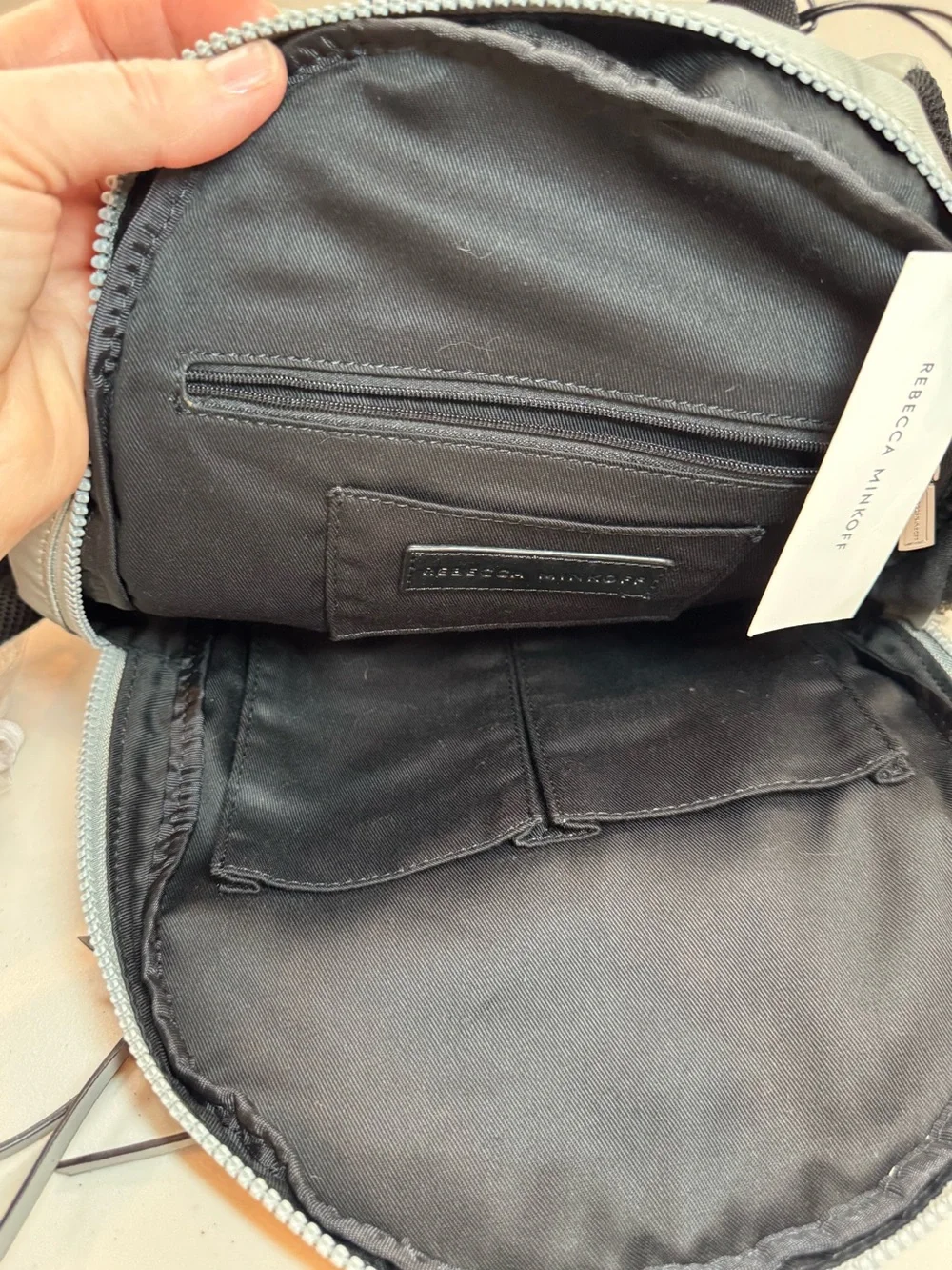 Rebecca Minkoff Pearl Gray Medium Zip Backpack